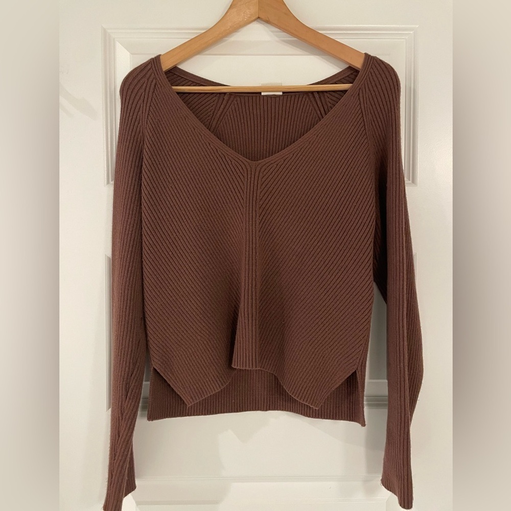 Abercrombie & Fitch Brown Ribbed Knit Sweater, Soft Collection, Small - Picture 1 of 6